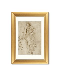 Репродукция картины в раме female figure with a tibia 1508г бежевый 50x70 см Картины в квартиру