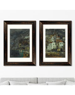 Набор из 2 х репродукций картин в раме вид амальфи 1925г серый 50x70 см Картины в квартиру