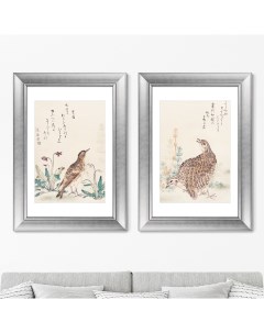 Набор из 2 х репродукций картин в раме uzura hibari 1791г бежевый 50x70 см Картины в квартиру