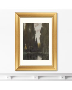 Репродукция картины в раме in the pontine marshes 1900г коричневый 50x70 см Картины в квартиру