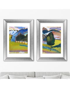 Набор из 2 х репродукций картин в раме landscape with rolling hills 1910г зеленый 50x70 см Картины в квартиру