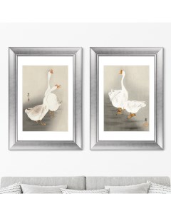 Набор из 2 х репродукций картин в раме two geese 1900г серый 50x70 см Картины в квартиру