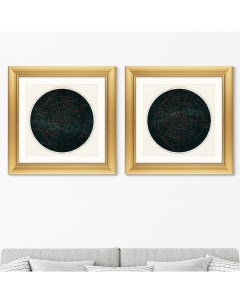 Набор из 2 х репродукций картин в раме constellations of the two hemispheres 1877г черный 60x60 см Картины в квартиру