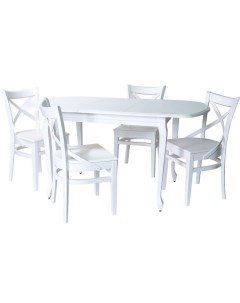 Обеденная группа стол и 4 стула белый 110x75x70 см Древпром
