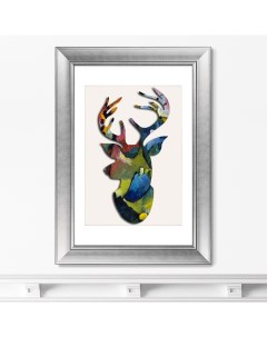 Репродукция картины в раме олень синий всадник 2016г мультиколор 50x70 см Картины в квартиру