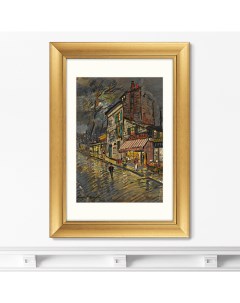 Репродукция картины в раме paris by night 1923г коричневый 50x70 см Картины в квартиру