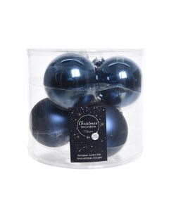 Набор шаров ёлочных 8см 6шт синий стекло арт 140401 Kaemingk