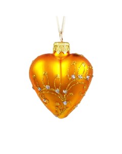 Елочная игрушка стеклянная декорированная Сердце мал Ф 41 Белпалм