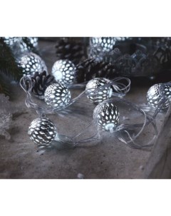 Новогодняя гирлянда Серебряные шарики 3 м холодный белый 128 Twinkle