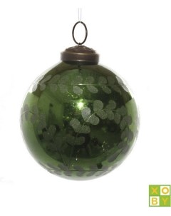 Елочная игрушка Зеленые листочки 8 см стекло 55094 Greenterra