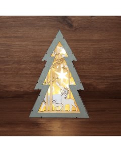 Новогоднее украшение Деревянная фигурка с подсветкой Елочка 504 025 Neon-night