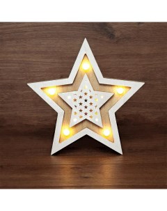 Новогоднее украшение Деревянная фигура с подсветкой Звезда двойная 504 027 Neon-night