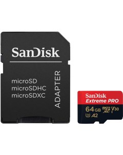 Карта памяти Extreme Pro microSDXC 64GB SD Adapter Rescue SDSQXCY 064G GN6MA Sandisk