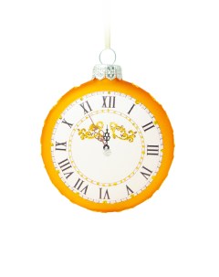 Елочная игрушка стеклянная декорированная Часы круглые арт Ф 45 Грай