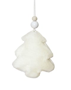 Новогоднее подвесное украшение Белая елочка из меха 9x2x8 5см арт 82621 Magic time