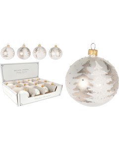 Шар ёлочный Christmas tree 6 см белый жемчужный стекло AVG113580 Christmas decoration
