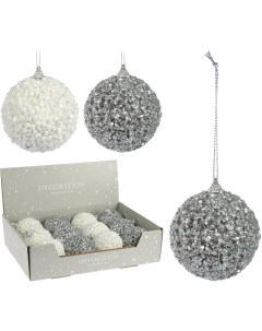 Шар елочный Silver White Glitter 8 см Christmas decoration