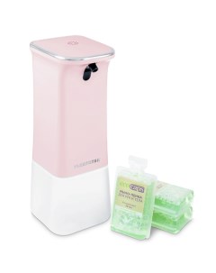 Автоматический пенный дозатор розового цвета с капсулами жидкого мыла в комплекте Ecocaps