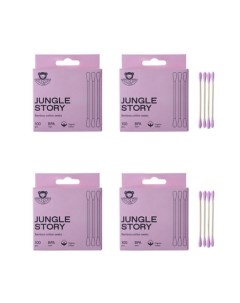 Бамбуковые ватные палочки с органическим розовым хлопком 400 Jungle story