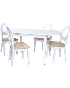 Обеденная группа стол и 4 стула белый 110x75x70 см Древпром