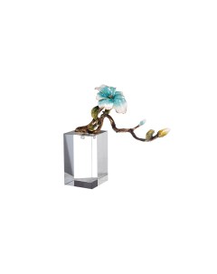 Декор настольный ветви с голубым цветком прозрачный 25x29x8 см Garda decor