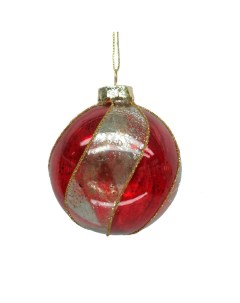 Набор шаров 8см 3шт красный серебро стекло арт EBG044428 Christmas touch
