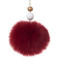 Новогоднее подвесное украшение Бордовый шарик из меха 8x7x7см арт 89508 Magic time