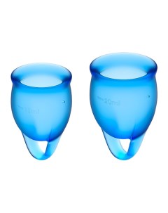 Набор менструальных чаш Feel confident Menstrual Cup Dark Blue с петелькой Satisfyer