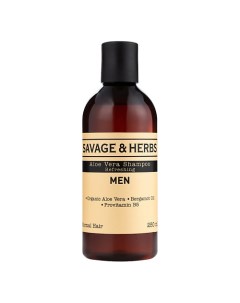 Мужской увлажняющий шампунь с алоэ вера бергамотом и мятным маслом для волос 250 0 Savage & herbs