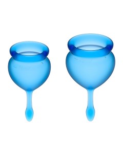 Набор менструальных чаш Feel Good Menstrual Cup Dark Blue с хвостиком капелькой Satisfyer