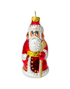 Елочная игрушка стеклянная декорированная Дедушка Мороз арт Ф 132 Грай