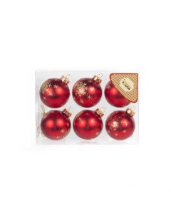 Набор шаров елочных ТМ 6 см 6шт красный стекло арт JP17003 66R Christmas touch