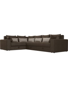 Угловой диван Мэдисон Long 92 левый 59196 рогожка коричневая подушки коричневый бежевый Mebelico