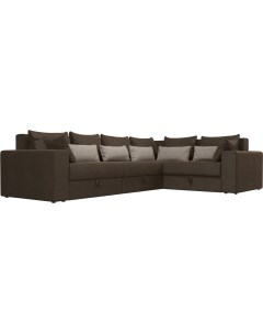 Угловой диван Мэдисон Long 92 правый 59196 рогожка коричневая подушки коричневый бежевый Mebelico