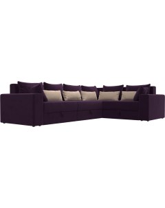 Угловой диван Мэдисон Long 92 правый велюр фиолетовый фиолетовый бежевый Mebelico