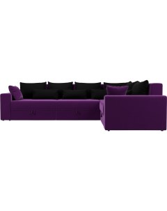 Угловой диван Мэдисон Long 92 правый микровельвет фиолетовый черные Mebelico