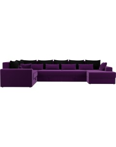 П образный диван Мэдисон П 93 левый микровельвет фиолетовый черный фиолетовый Mebelico