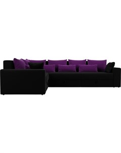 Угловой диван Мэдисон Long 92 левый микровельвет черный фиолетовый Mebelico
