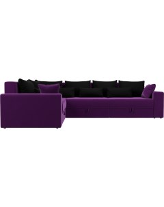 Угловой диван Мэдисон Long 92 левый микровельвет фиолетовый черный Mebelico