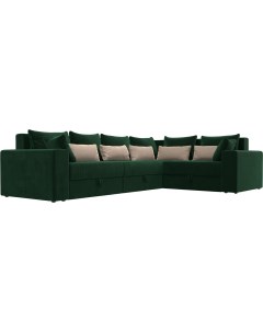 Угловой диван Мэдисон Long 92 правый велюр зеленый зеленый бежевый Mebelico