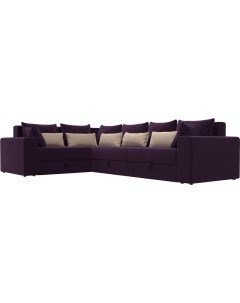 Угловой диван Мэдисон Long 92 левый велюр фиолетовый фиолетовый бежевый Mebelico