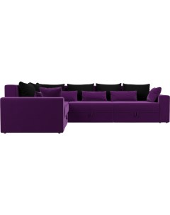 Угловой диван Мэдисон Long 92 левый микровельвет фиолетовый черный фиолетовый Mebelico