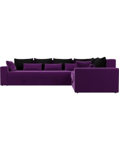 Угловой диван Мэдисон Long 92 праый микровельвет фиолетовый черный фиолетовый Mebelico