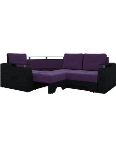 Угловой диван Комфорт 90 левый 57407 микровельвет фиолетовый черный Mebelico
