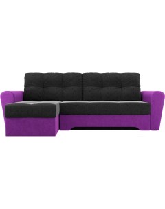 Угловой диван Амстердам 77 левый микровельвет 58500 черный фиолетовый Mebelico
