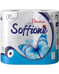 Туалетная бумага Decoro Blue Голубая 2 слоя 4 рулона Soffione