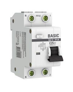Автоматический выключатель дифференциального тока 1P N 25А 30мА тип АС х ка C эл 4 5кА АД 12 Basic Ekf