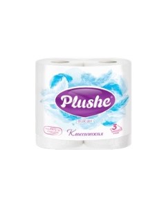 Туалетная бумага Deluxe Light Классическая 4 рул по 15м 3 слоя белый 12 в упак Plushe