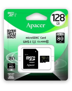 Карта памяти microSDXC AP128GMCSX10U1 R 128GB с адаптером Apacer