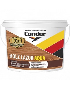 Защитно декоративный состав Holz Lazur Aqua 9кг натуральный Condor